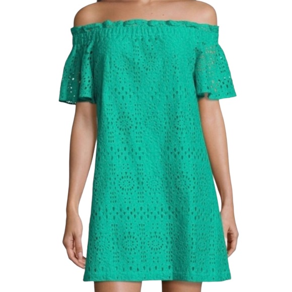 a.n.a Dresses & Skirts - ANA Dress New Eyelet Lace Off Shoulder Cover Up Green Medium